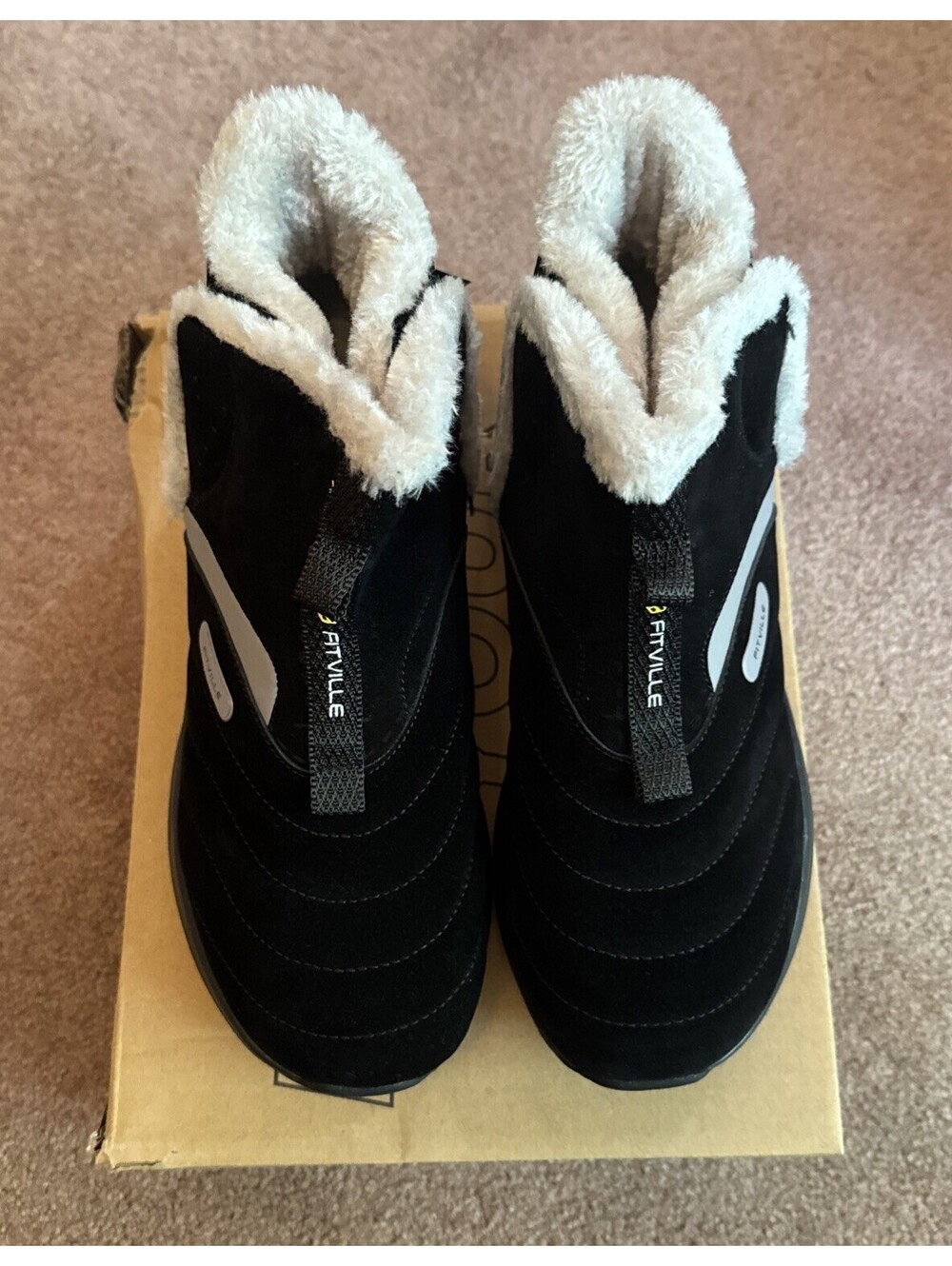New In Box FitVille Black Winter CozyCore Boots V4 Women’s Size 7.5 Wide - Picture 4 of 6